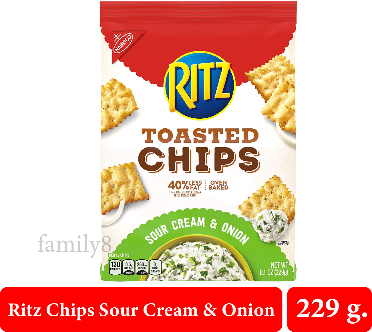 Ritz Chips Sour Cream & Onion 229 gram😊 แครกเกอร์อบกรอบ รสซาวร์ครีมและหัวหอม ตรา ริทซ์ 😊 โทสต์ ชิพส์ สวีท โฮม ซาวร์ ครีม แอนด์ ออเนี่ยน 😍พร้อมส่ง!!