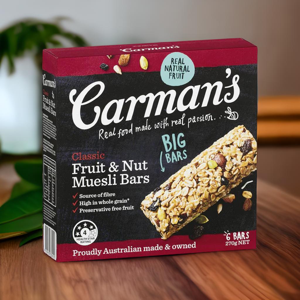 Carman's Classic Fruit & Nut Muesli Bar คาร์แมนคลาสสิคฟรุ๊ตมูสลี่บาร์
