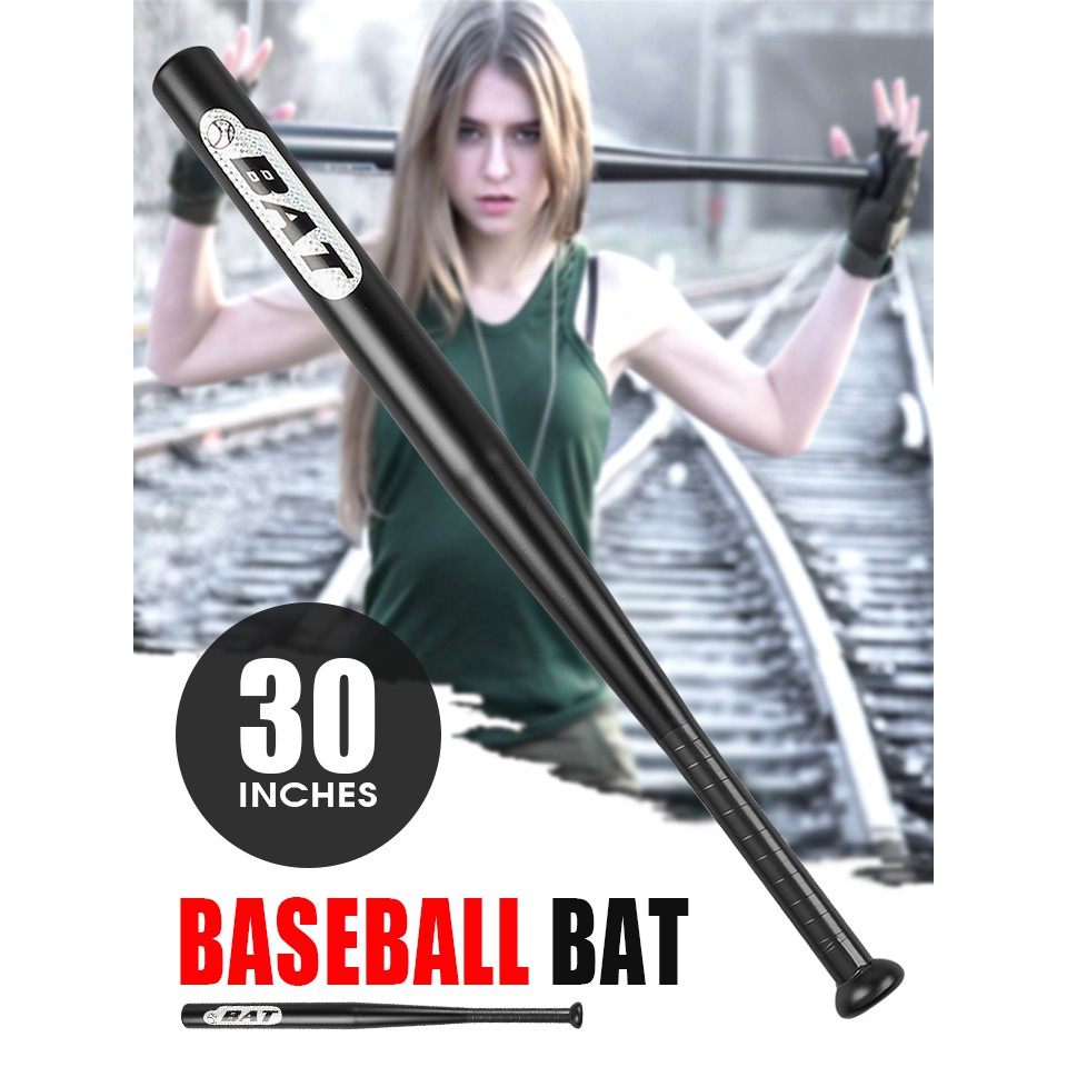 ไม้เบสบอล 30 นิ้ว ไม้เบสบอลโลหะป้องกันตัว ไม้เบสบอลสีดำ สีเงิน Baseball Bat