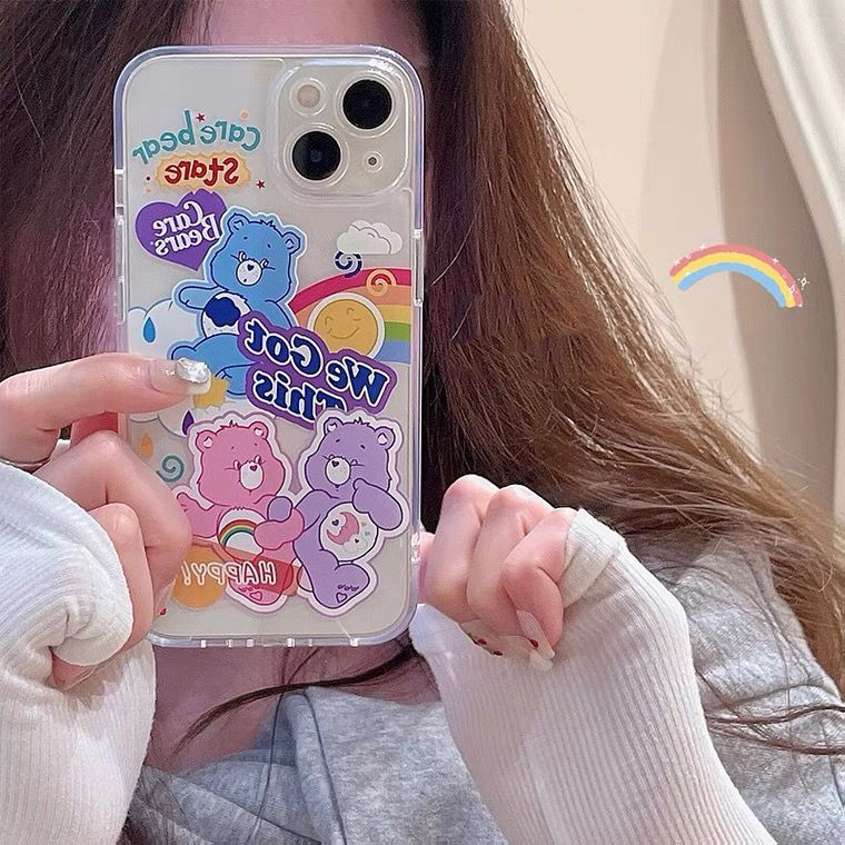 For IPhone 14 Pro Max IPhone Case Thickened TPU Soft Case Clear Case Shockproof Rainbow Bear Compatible for IPhone 13 Pro Max