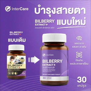 ภาพหน้าปกสินค้า[ New ] InterCare Bilberry extract plus สกัดจาก บิลเบอร์รี่และลูทีน บำรุงสายตา ช่วยในการมองเห็น  บรรเทาตาแห้ง ตาล้า ตาพร่ามัว ( 1 กระปุก 30 แคปซูล ) ที่เกี่ยวข้อง