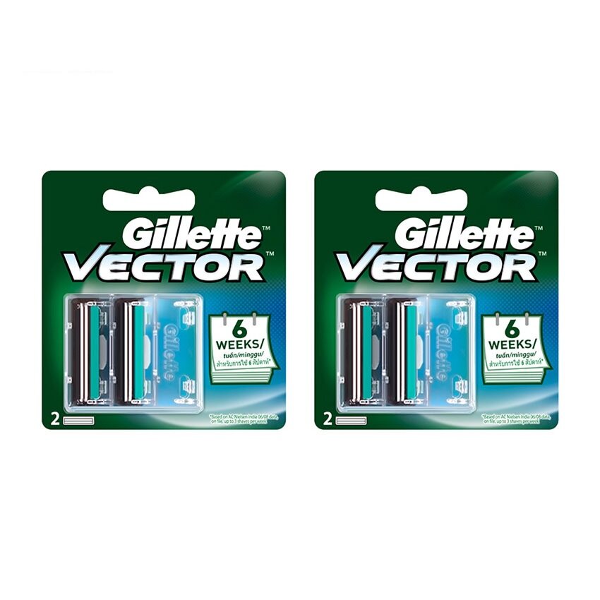 Gillette ยิลเลตต์ ใบมีดโกน เวคเตอร์ - 2 แพ็ค/แพ็ค 2 ชิ้น