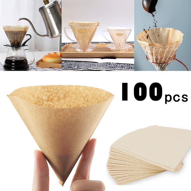 Aliz selection กระดาษกรอง กระดาษดริปทรงกรวยแหลม สำหรับดริปกาแฟ Drip coffee paper filter ขนาด1-2 ถ้วย และ 2-4ถ้วย 100แผ่น/แพ็ค อุปกรณ์ทำกาแฟ