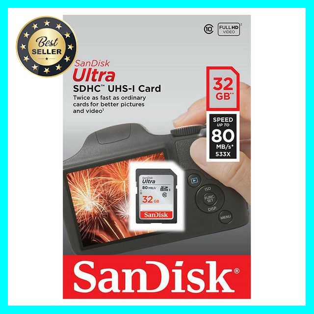 SanDisk Ultra SDHC Card Class10 Speed 80 MB/s (32GB) เลือก 1 ชิ้น อุปกรณ์ถ่ายภาพ กล้อง Battery ถ่าน Filters สายคล้องกล้อง Flash แบตเตอรี่ ซูม แฟลช ขาตั้ง ปรับแสง เก็บข้อมูล Memory card เลนส์ ฟิลเตอร์ Filters Flash กระเป๋า ฟิล์ม เดินทาง