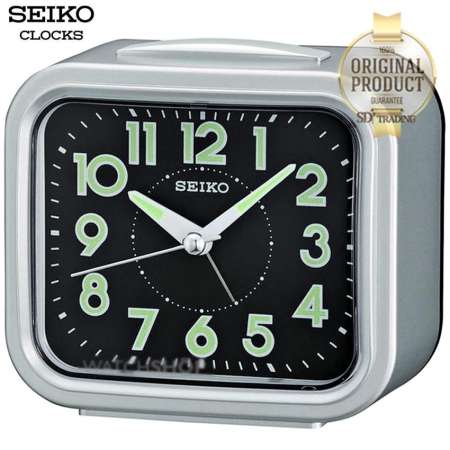 SEIKO นาฬิกาปลุก Quiet Sweep (Snooze) มีไฟ เสียงกริ่ง รุ่น QHK023S - เงิน (Silver/Black)