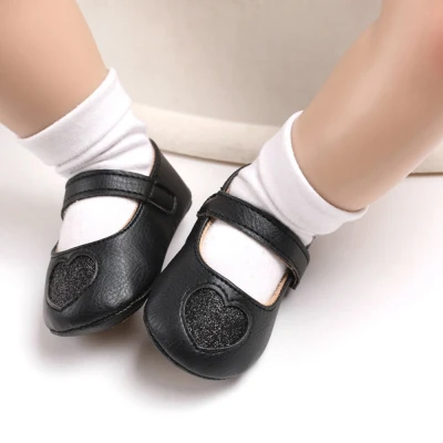 Cute Baby Girls Heart-Shaped Anti-Slip Princess Shoes Casual Toddler Soft Soled First Walkers Shoes