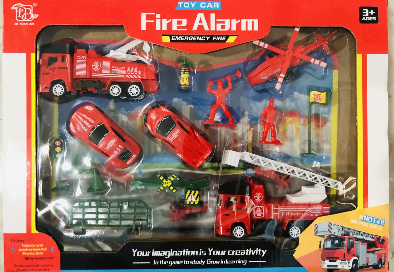 รถดับเพลิงพร้อมอุปกรณ์ดับเพลิง ของเล่นเสริมทักษะ Fire car toy