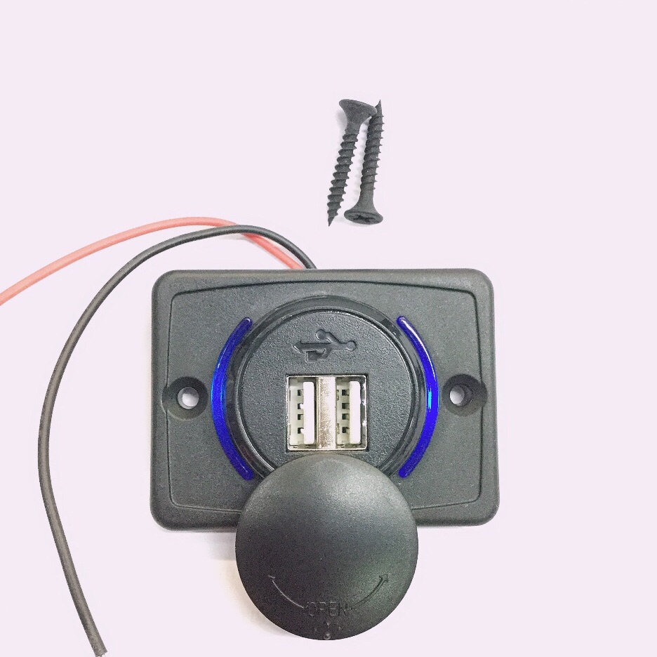 แปลงไฟ12Vออก5V 3.1A（USB2ช่องบางเล็กไฟสีฟ้า)
