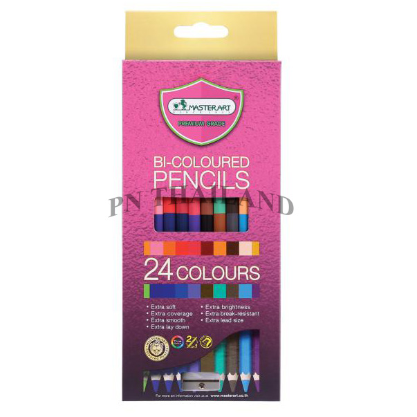 Master Art มาสเตอร์อาร์ต ดินสอสี สีไม้ 2 หัว 12 แท่ง 24 สี รุ่นมาสเตอร์ซีรี่ย์(MASTER SERIES)