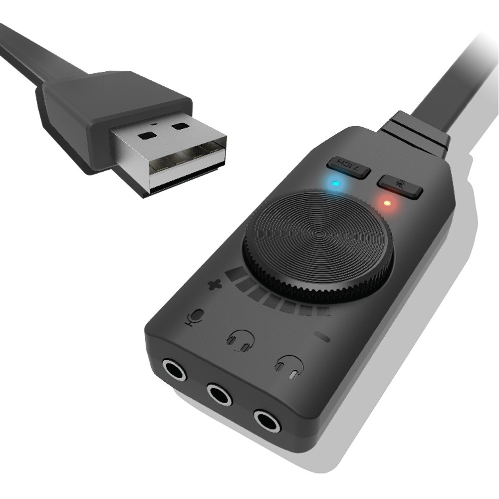 Plextone GS3 Virtual 7.1CH USB Sound Card External Audio Adapter To 3.5mm Gaming Headphones For PC Laptop การ์ดเสียงแบบยูเอสบี USB External 7.1 Channel Audio Sound Card Adapter