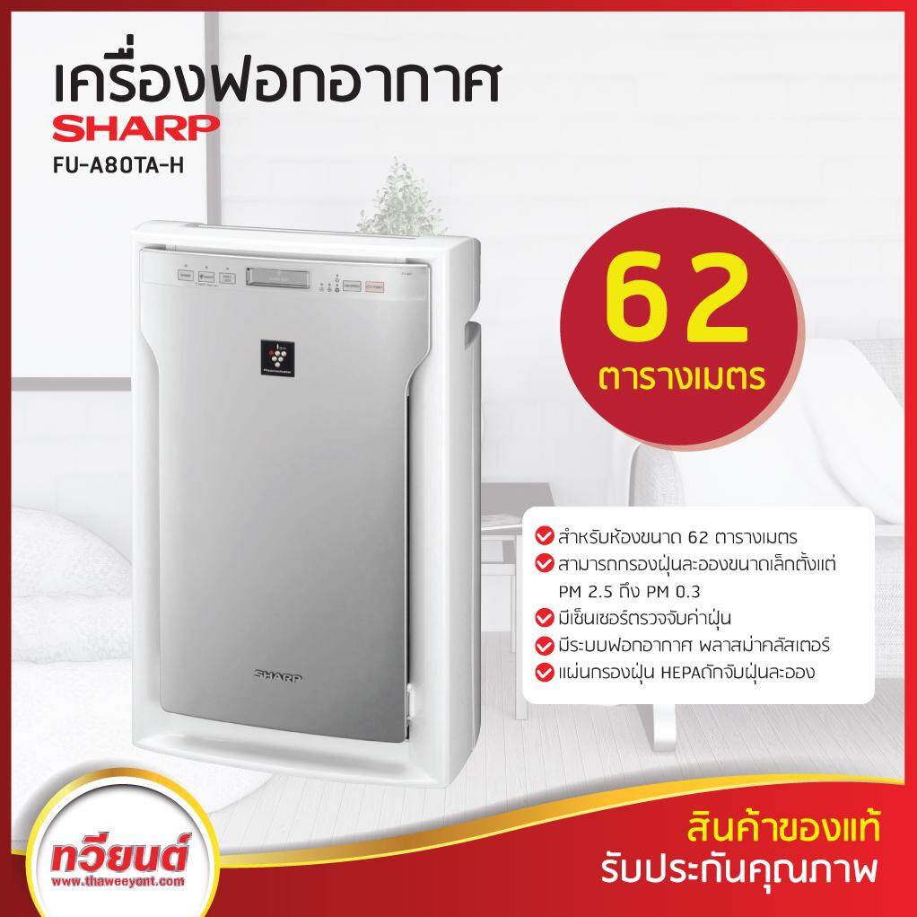 Sharp เครื่องฟอกอากาศ รุ่น FU-A80TA-W สีขาว ขนาด 62 ตร.ม.