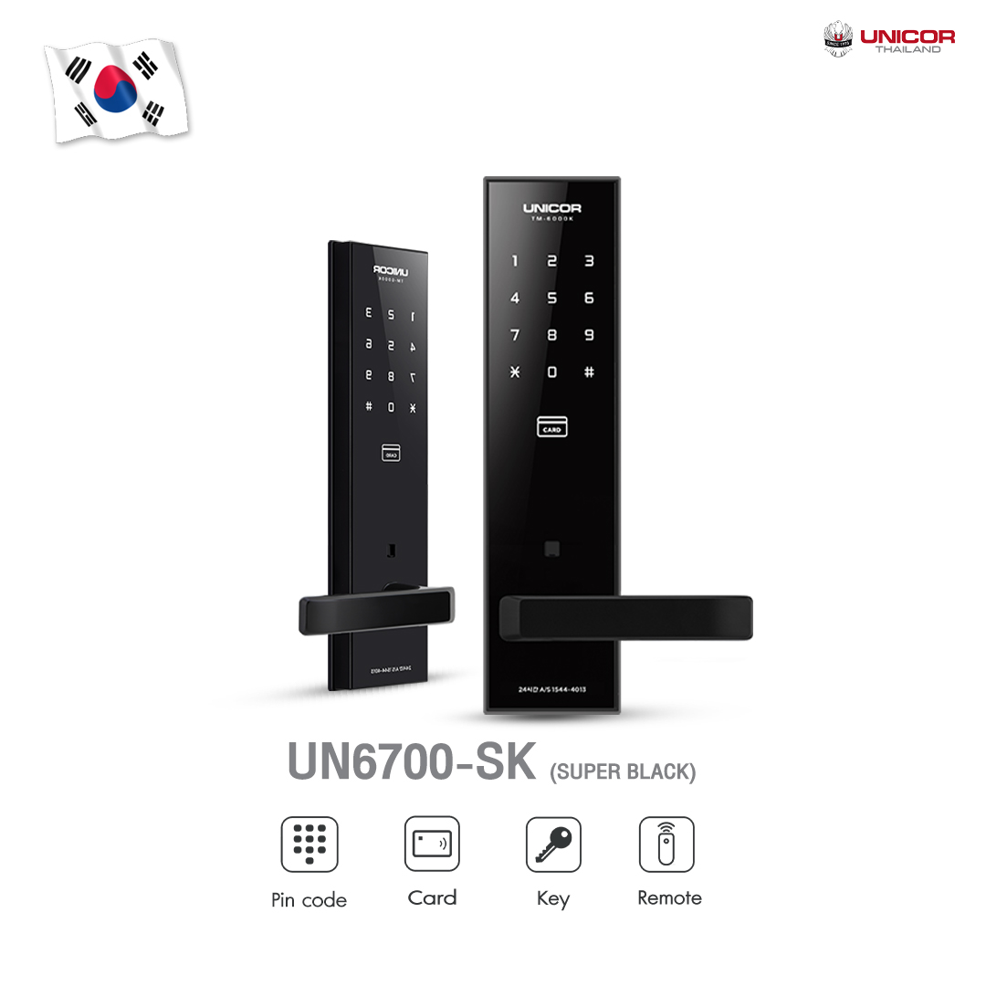 UNICOR Digital Door Lock รุ่น UN6700 BLACK(ดำด้าน)กลอนประตูดิจิตอล ส่ง