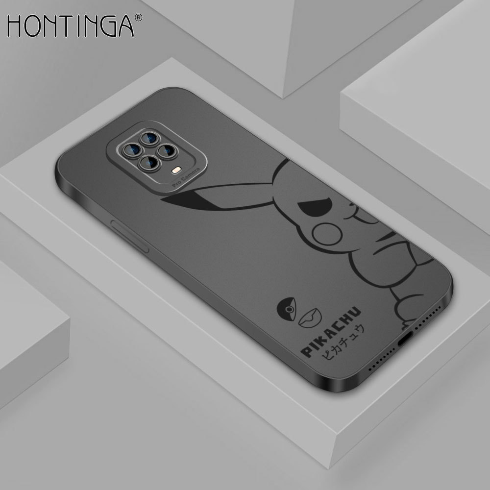 Hontinga Casing Case For Xiaomi Redmi Note 9S Note 9 Pro Note9 Note 8 Pro Note 7 Pro Case New Square Soft Silicone Case Cartoon Pikachu Full Cover Camera Protectior Shockproof Rubber Cases Back Cover Phone Casing Softcase For Girls