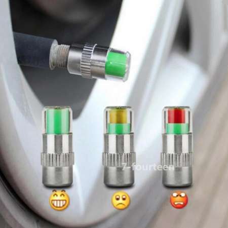 7-fourteen จุ๊บลมยางอัฉริยะ บอกสถานะลมยาง 1 แพ็ค 4ชิ้น AIR ALERT TIRE VALVE CAP (สีเงิน)