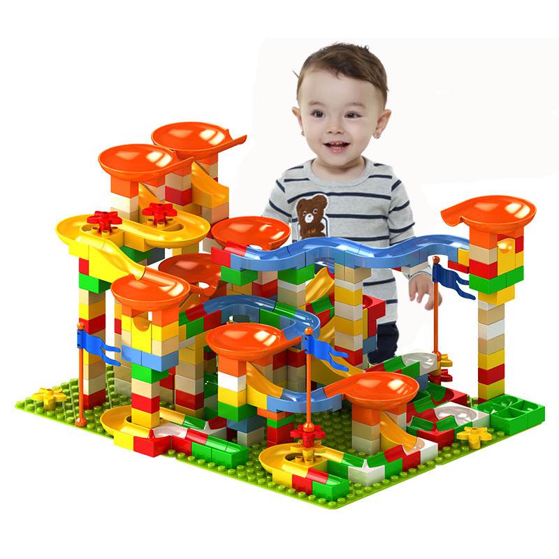 ขนาดใหญ่ของเล่นเด็กตกแต่งบ้านหินอ่อน Run Maze Ball บล็อกตัวต่อช่องทางของเล่นสไลด์สำหรับเด็กของขวัญเด็ก