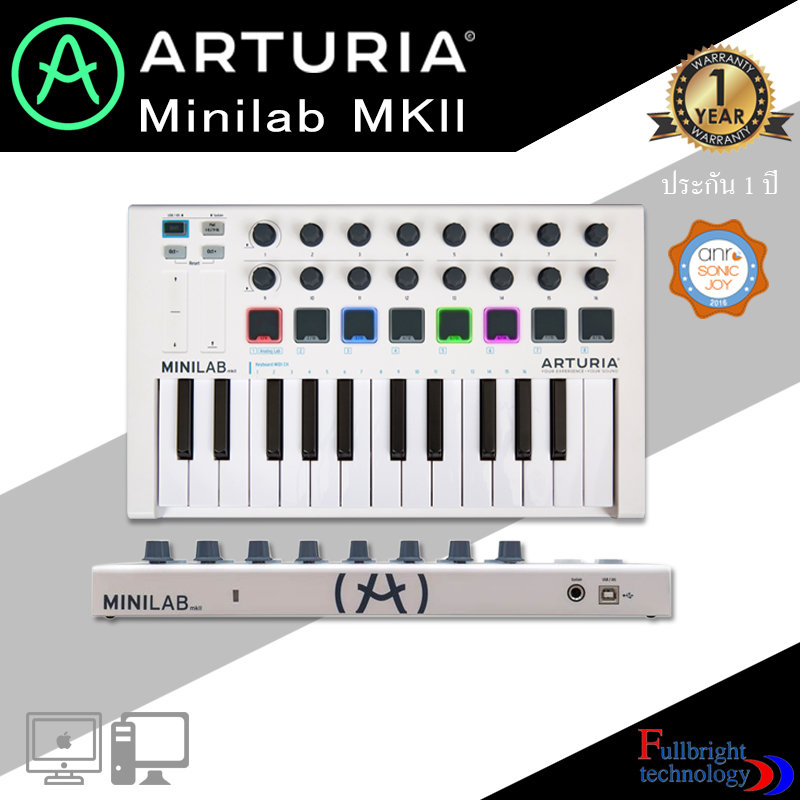 Arturia MiniLab Mk II Midi Keyboard 25 คีย์ ใช้เชื่อมต่อเข้ากับคอมพิวเตอร์เพื่อทำเพลง หรือต่อกับ Speaker สำหรับซ้อมส่วนตัวได้สบาย ประกันศูนย์ 1 ปี