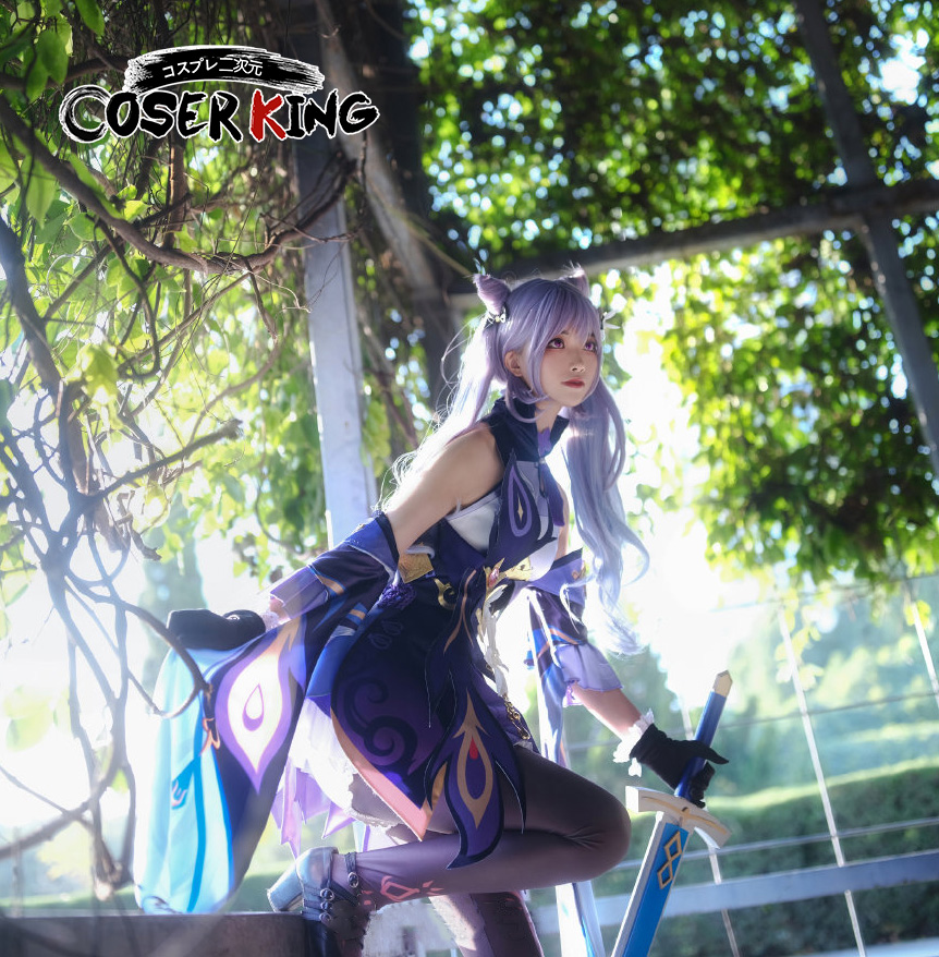 [COSER KING Store] Game Genshin Impact Keqing Cosplay Costume Dress Wig ...