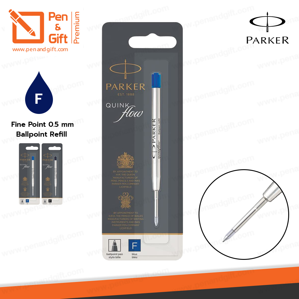Parker ไส้ปากกาลูกลื่น ป๊ากเกอร์ หัว F 0.5 มม. หมึกดำ,น้ำเงิน ของแท้ 100 % - Parker Ballpoint Quink Flow Refill Fine Point (F 0.5 mm) Black , Blue Ink [ปากกาสลักชื่อ ของขวัญ Pen&Gift Premium]
