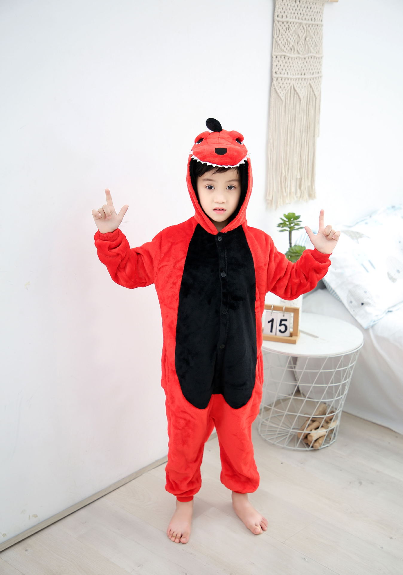 7C51 ชุดเด็ก ชุดมาสคอต ชุดนอน ชุดแฟนซี มังกร ก๊อตจิ ไดโนเสาร์ สีแดง Mascot  Red Dinosaur Dragon Godji Costumes