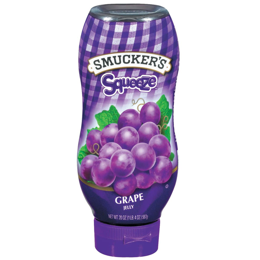 Smucker's Squeeze Grape Jelly Spread (20 oz) 567g. สมักเกอร์ แยม รสองุ่น ทาขนมปัง (ขวดบีบ)