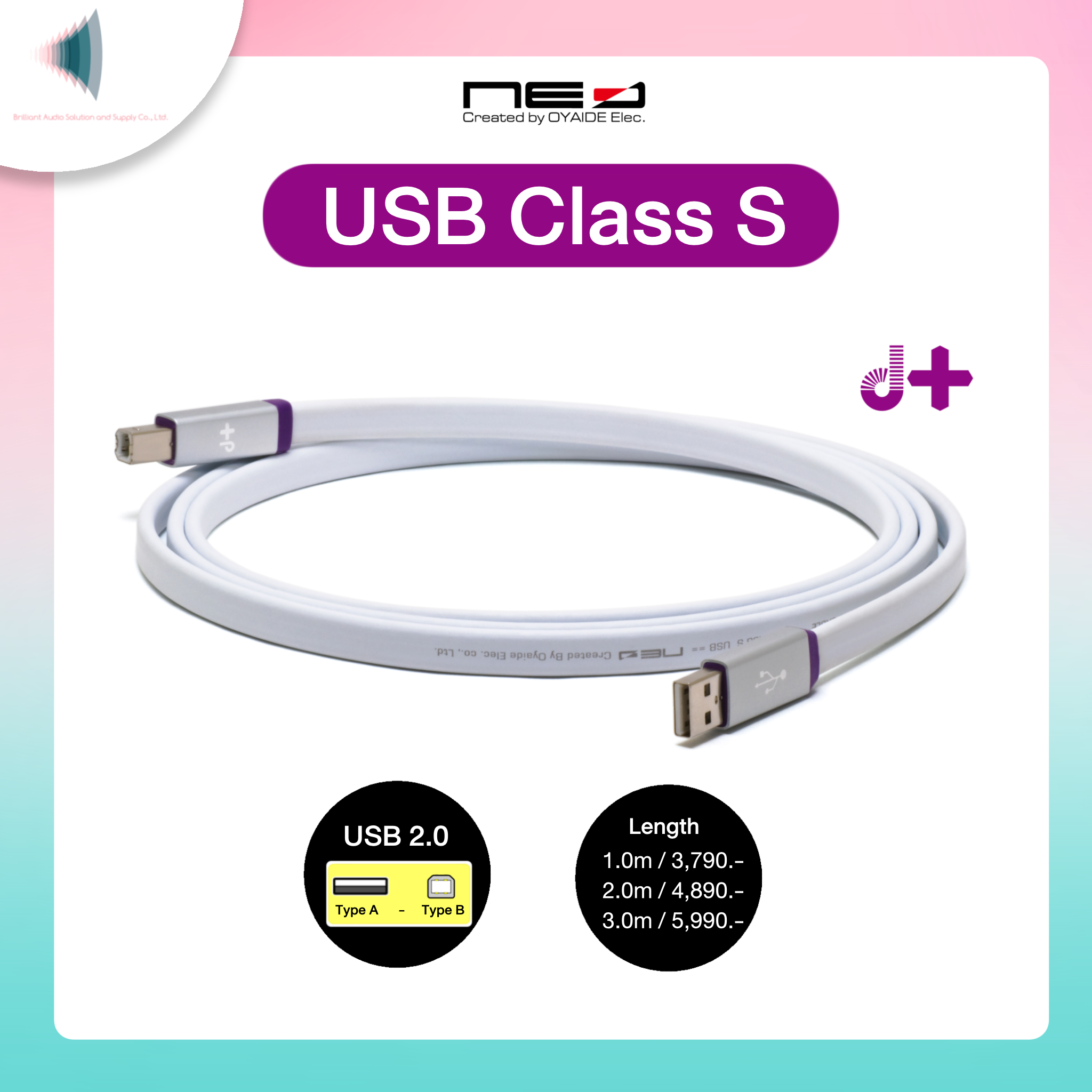 USBケーブル OYAIDE d+ USB Class A rev.2 2.0m - ケーブル・シールド