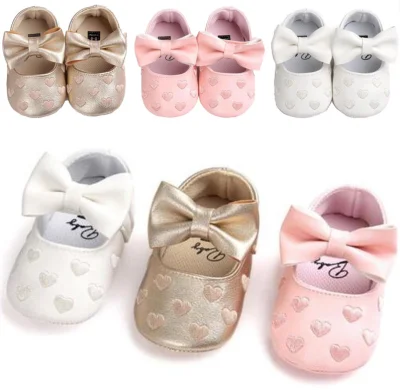 M B home 0-18 months Newborn Baby Girls Princess Crib Shoes Bowknot Soft Sole Fashion Prewalker Party Formal Shoes