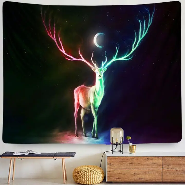 Anime Tapestry Boho Mandalas Psychedelic Deer Indie Decoration Aesthetic Screen Beach Towels Room Living Home Wall Decor Lazada Singapore