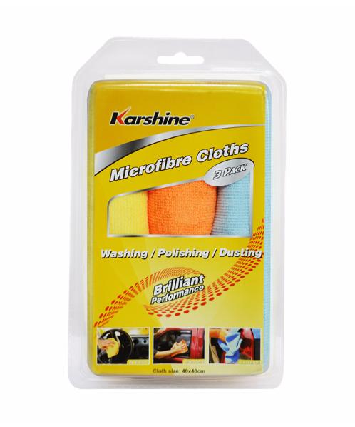GINY Karshine ผ้าไมโครไฟเบอร์ (3ผืน/แพ็ค ) Micro Fiber Cloths P3 40x40 cm. เหลือง