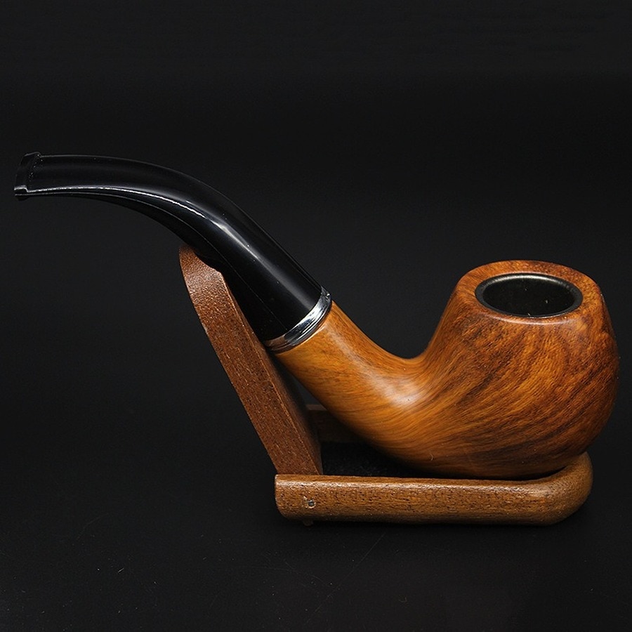 Smoking Accessories Dry Herb Smoking Pipe Wood Tobacco Pipes With Metal