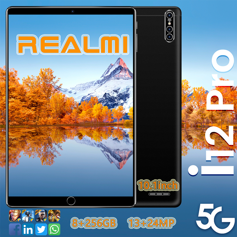 Realmi Thailand Store 🚀 10.1 inch Tablet PC แท็บเล็ตพีซี 10.1 นิ้ว แท็บเล็ต Android9.0 รองรับการโทรผ่าน 4G รูปลักษณ์ที่เรียบง่ายและมีสไตล์（ Ram8GB + Rom256GB） รองรับ 2 ซิม เล่นเน็ต + โทรออกได้ สาย USB OTG และชุดอุปกรณ์ครบเซ็ต รับประกัน1ปี❗ ส่งจากไทย