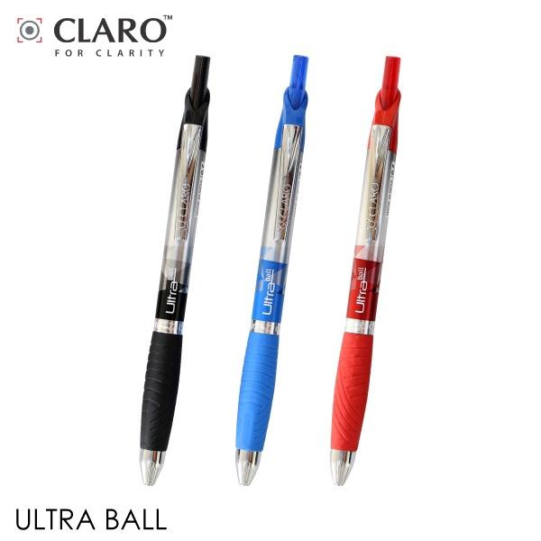 (12 ด้าม) ปากกาลูกลื่น แบบกด Claro Ultral Ball ปากกา ปากกาน้ำเงิน