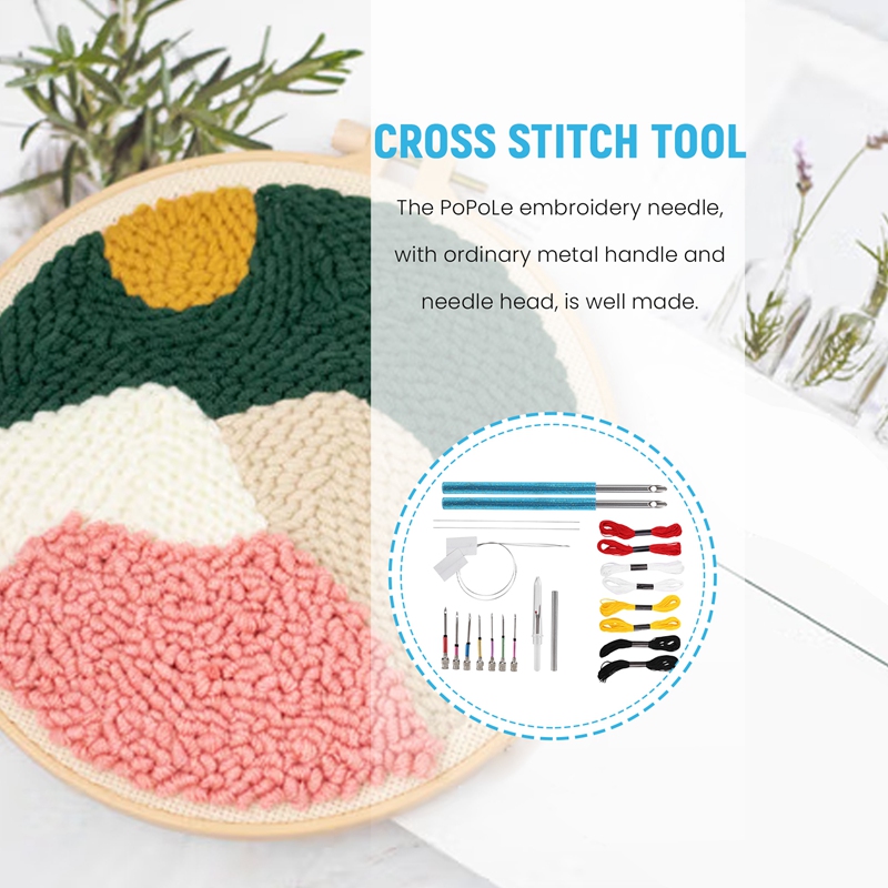 Punch Needle Tool Kit Embroidery Stitching Punch Needle & Needle Threader Embroidery Poking Cross Stitch Tools Knitting