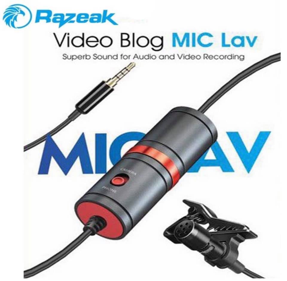 ไมค์หนีบเสื้อ Razeak Video Blog Mic Lav Superb Sound For Audio And Video Rocording
