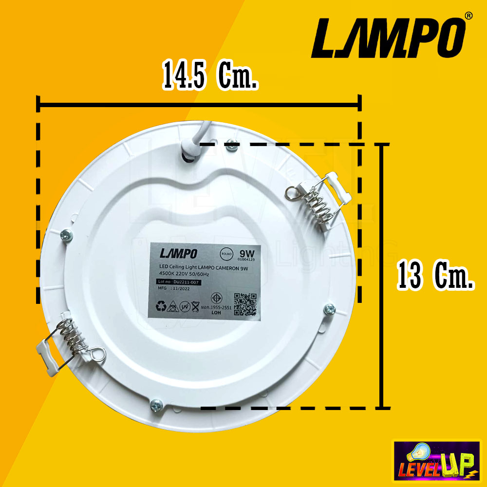 โคมไฟดาวน์ไลท์ LAMPO ดาวน์ไลท์ฝังฝ้า LED Panel Light ขนาด 4 นิ้ว 9 ...