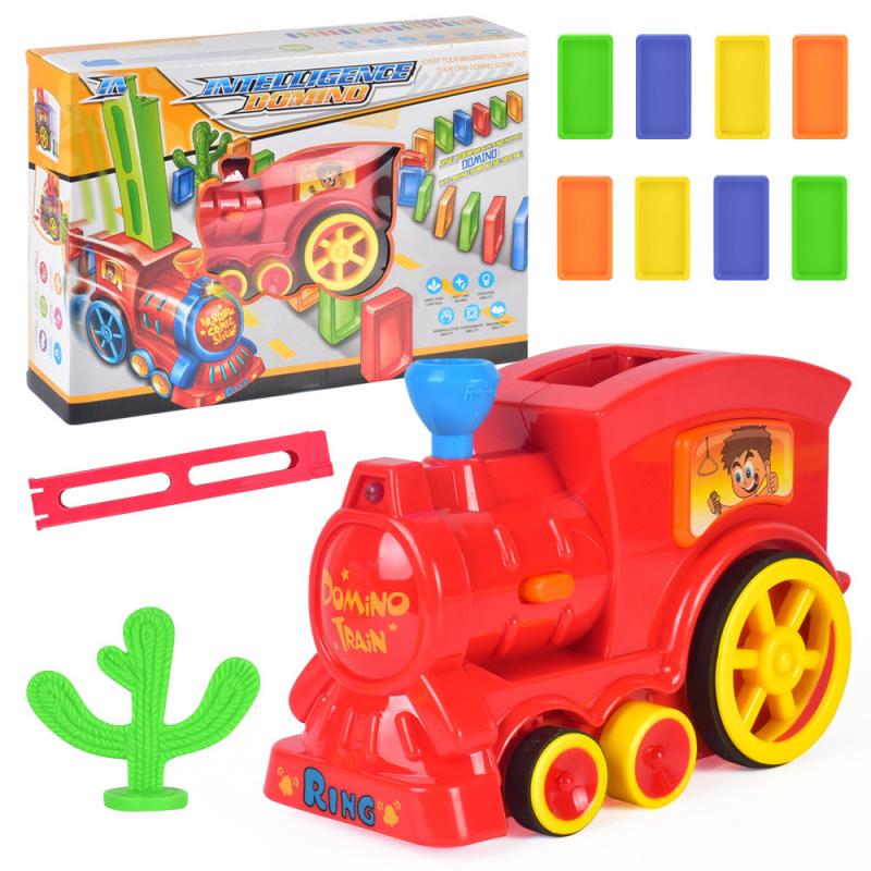 รถไฟอิเล็กทรอนิกส์ชุมนุมโดมิโนโมเดลเด็กที่มีสีสันการศึกษา DIY อิฐของเล่นของขวัญ