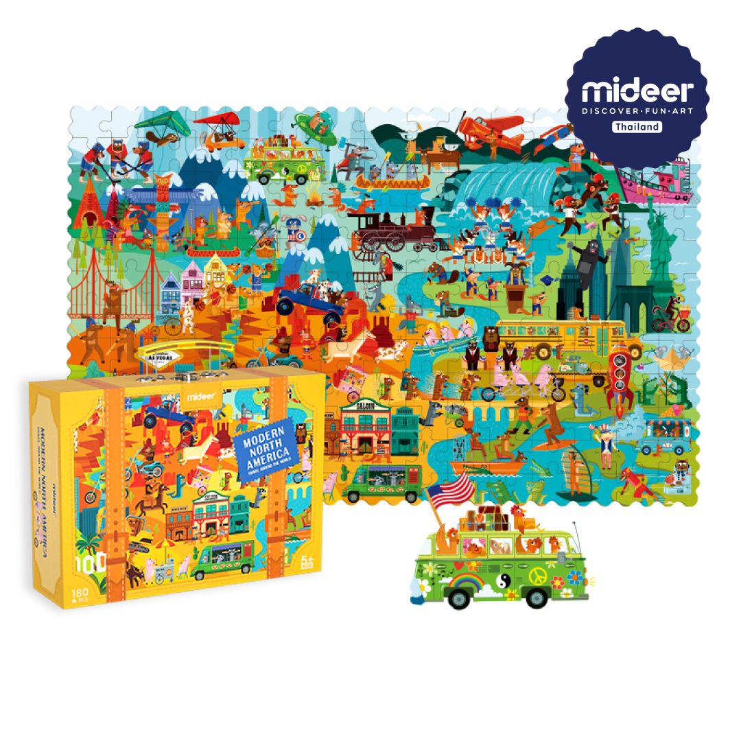 Mideer มิเดียร์ World Travel Puzzle จิ๊กซอว์การเดินทางทั่วโลก ทวีปอเมริกาเหนือ