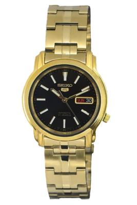 Karnvera Shop Seiko 5 Automatic นาฬิกาผู้ชาย Gold/Black สายสแตนเลส รุ่น SNKL88K1