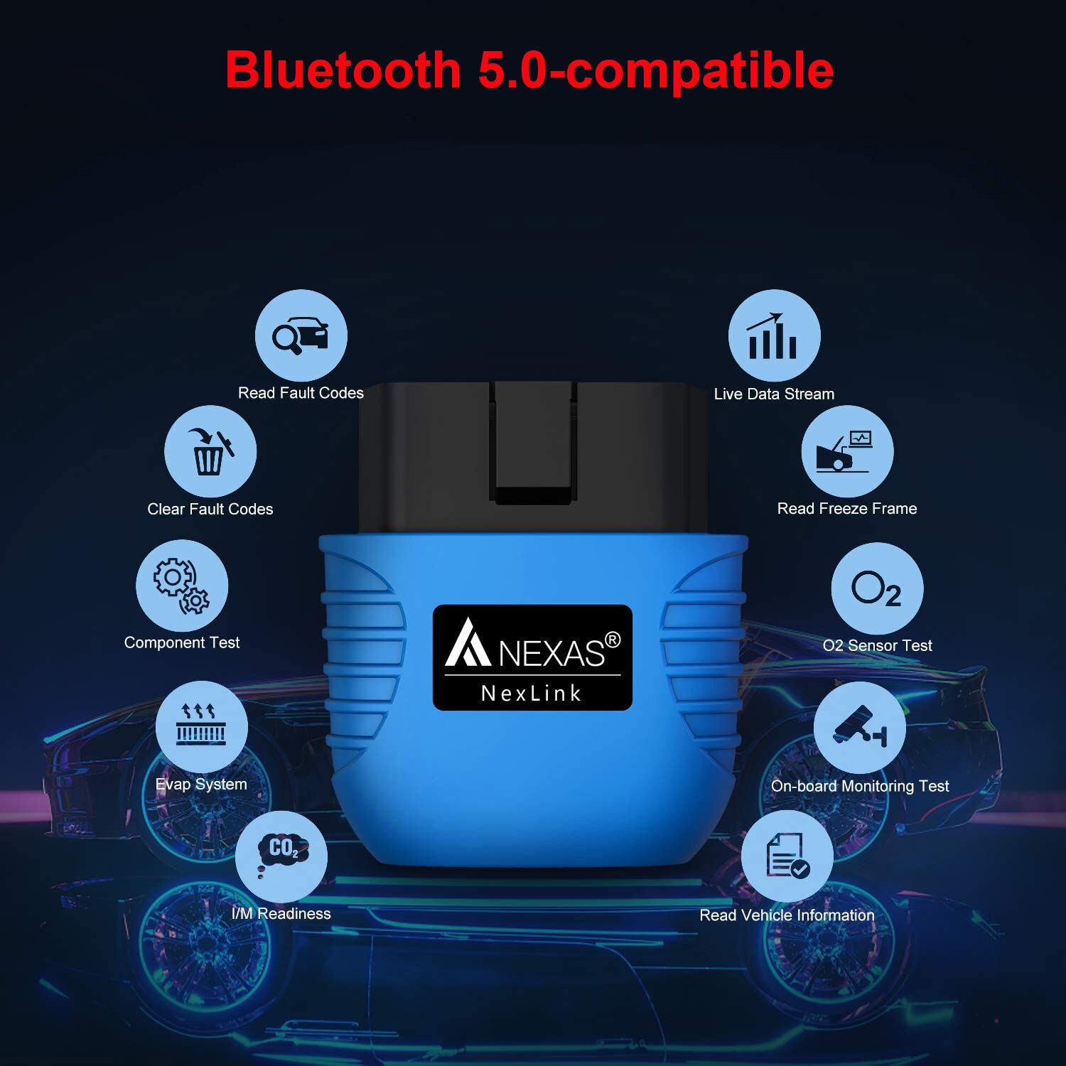 Nexas nexlink bluetooth 5 0 obd2 scanner code reader car diagnostic