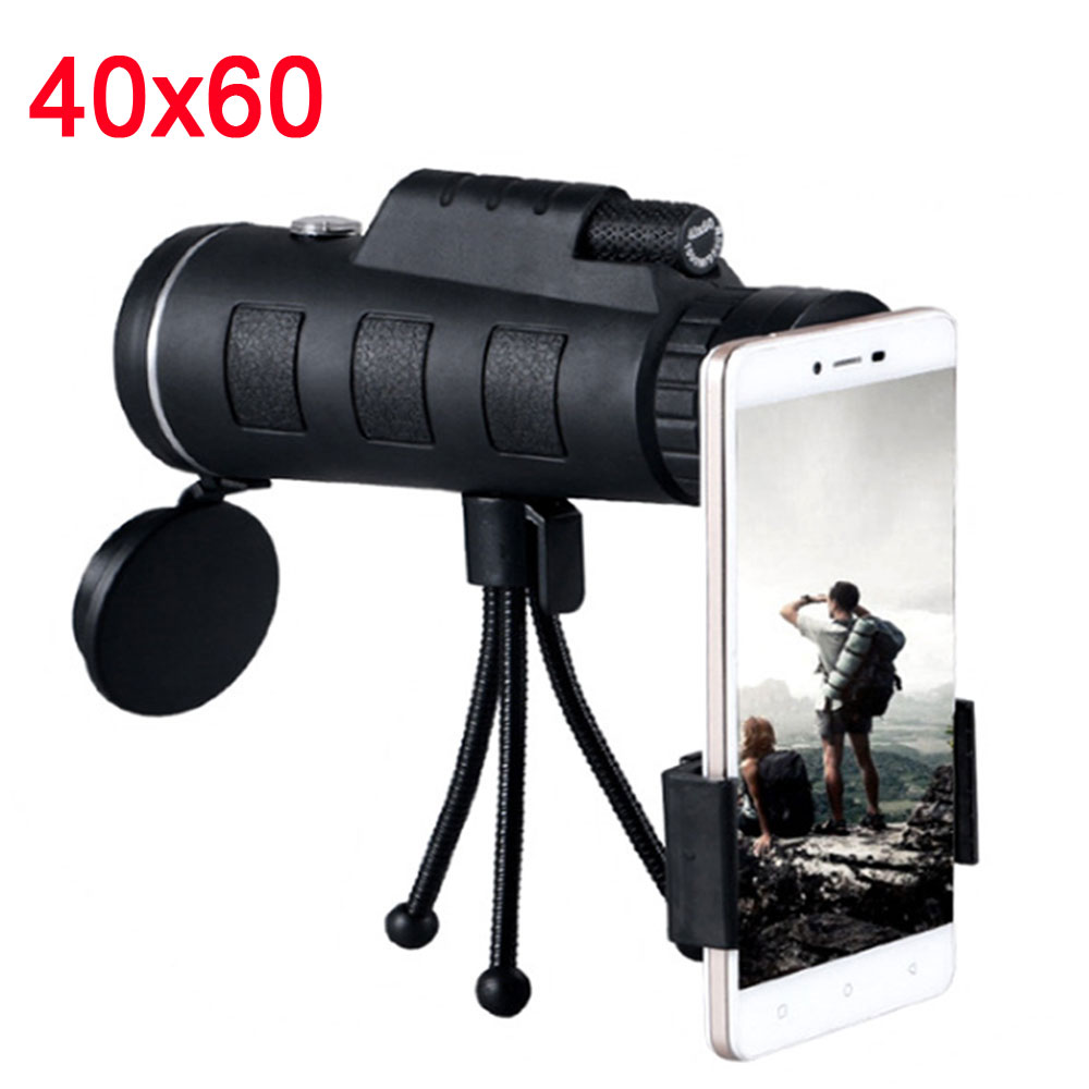 40X60 กล้องโทรทรรศน์ HD Mini Monocular สำหรับ Camping กลางแจ้งกล้องมองกลางคืนกลางแจ้งที่มีแสงน้อย Low-light night vision outdoor high-definition telescope(เข็มทิศ + คลิปกล้องโทรศัพท์มือถือ + ขาตั้งกล้องอลูมิเนียม)