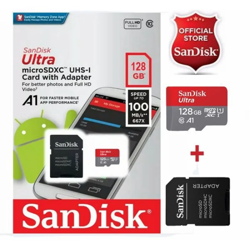ภาพสินค้าSanDisk Ultra การ์ดหน่วยความจำ Memory card micro SD Card 128GB ความเร็วอ่าน 100MB/s จุ (ของแท้) จากร้าน Sunny Time 1602840650 บน Lazada ภาพที่ 1