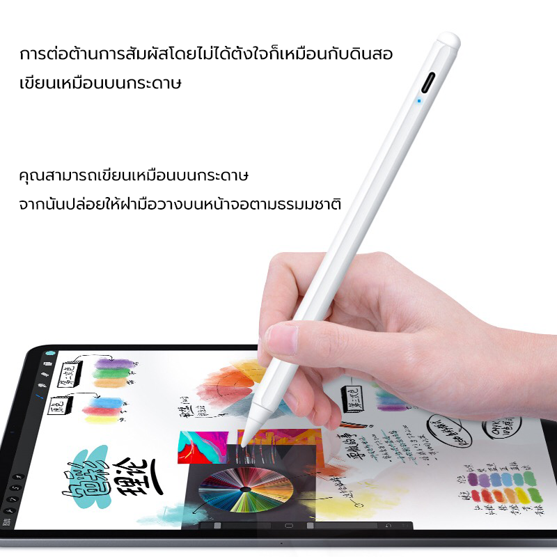 ปากกาไอแพด Apple Pencil stylus ปากกาสไตลัส ปากกาทัชสกรีน stylus pen วางมือ+แรงเงาได สำหรับ iPad Air4 10.9 Gen7 Gen8 10.2 Pro 11 12.9 2018 2020 Air 3 10.5 Mini 5 2019
