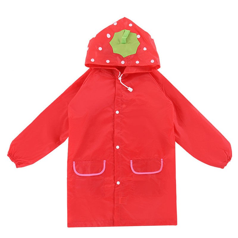 เสื้อกันฝนเด็ก ลายสตอเบอร์รี่ funny rain coat (สีแดง)
