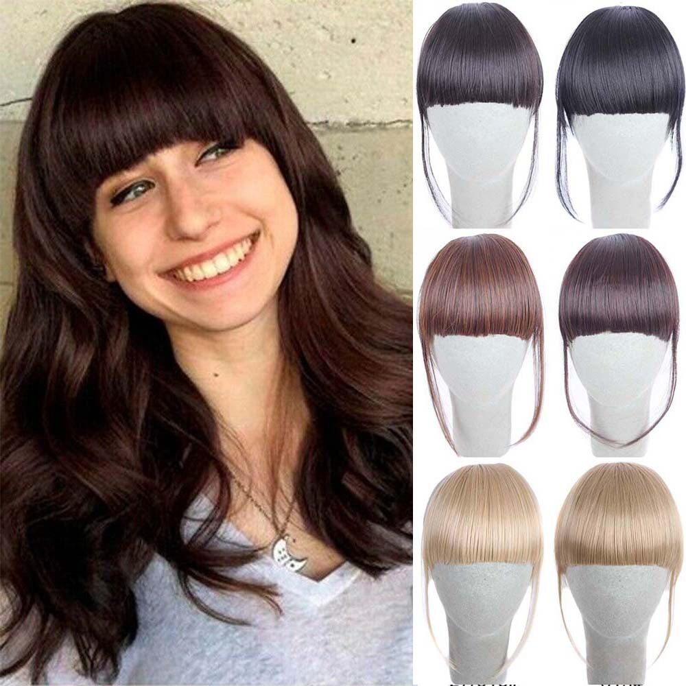OYA36 High temperature Girls Thick Hair Extension Clip In Fringe Fake Bangs  Front Hair Synthetic Wigs Hairpiece - Tóc giả, Tóc nối 