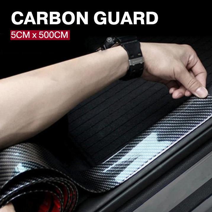 สติ๊กเกอร์คาร์บอนอเนกประสงค์ สำหรับติดกันชนรถยนต์หรือขอบประตูรถ ช่วยลดแรงกระแทก ลดรอยขีดข่วนและริ้วรอย ขนาด : กว้าง 5 ซม. / ยาว 5 ม.