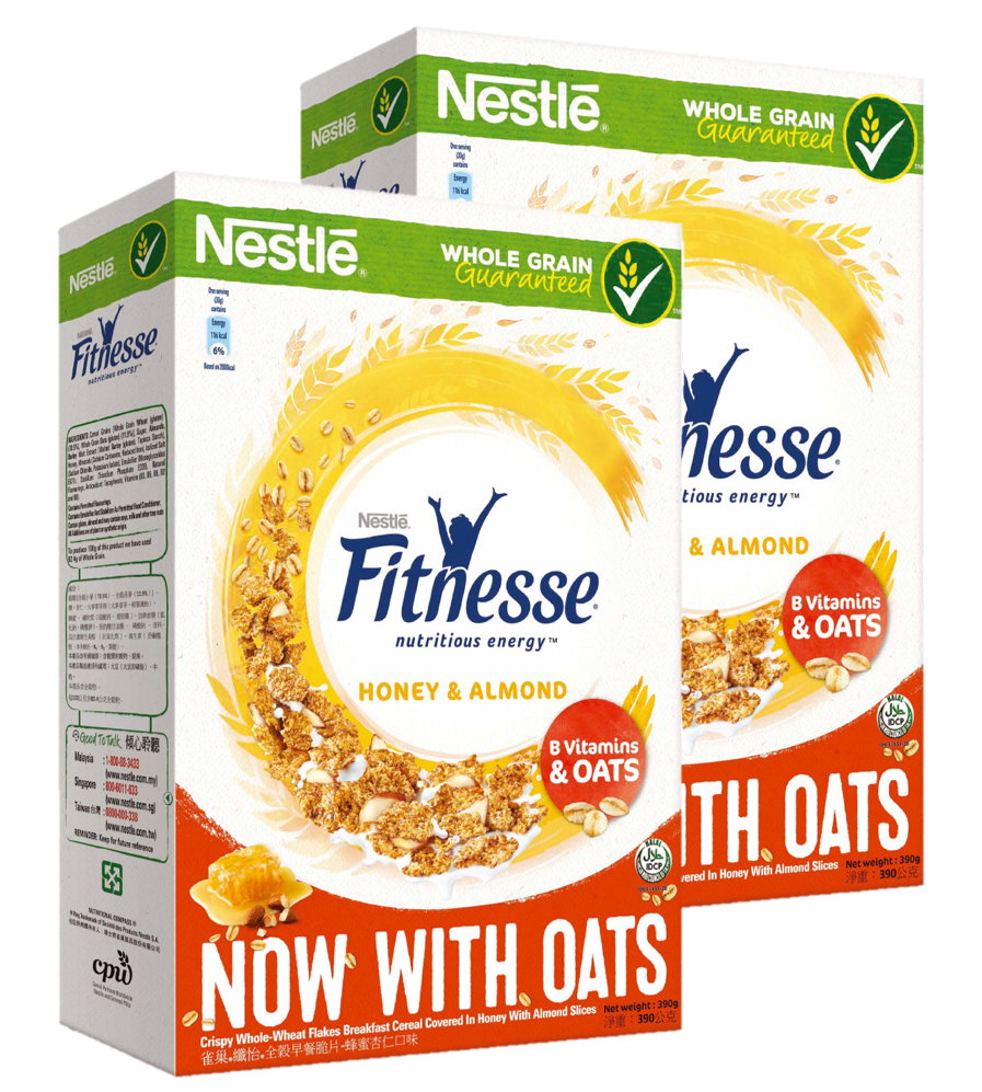 Nestle Fitnesse Honey & Almonds Cereal เนสท์เล่ ฟิตเนสส์ ซีเรียล ฮันนี่ อัลมอนด์ 220g. (2กล่อง)