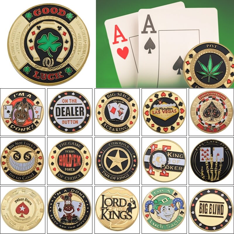 CHIP CHASERS SKULL POKER CREW gold color Poker Card Guard Protector 