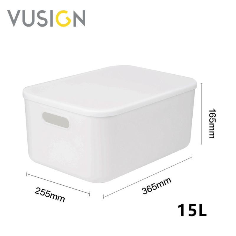 VUSIGN ตะกร้าเก็บของ กล่องเก็บของ พร้อมฝาปิด กันฝุ่น กันแมลง วางซ้อนได้