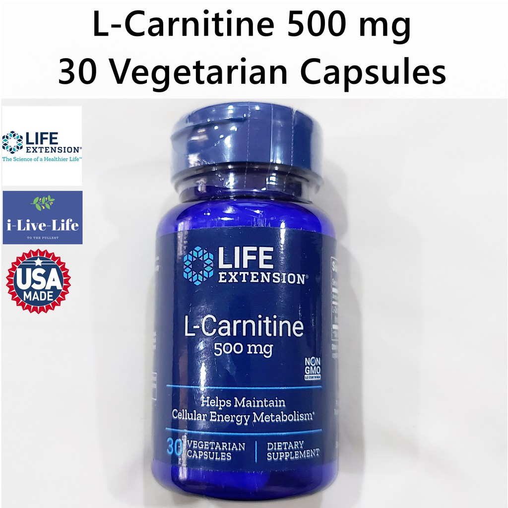 life extension l carnitine 500 mg แอล-คาร์นิทีน L-Carnitine 500 mg 30 Vegetarian Capsules - Life Extension