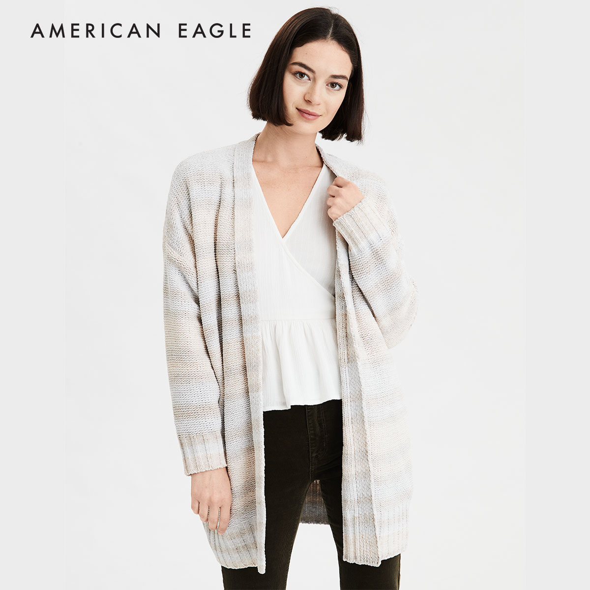 American Eagle Chenille Open Front Long Cardigan เสื้อ คาร์ดิแกน ผู้หญิง(034-8907-401)