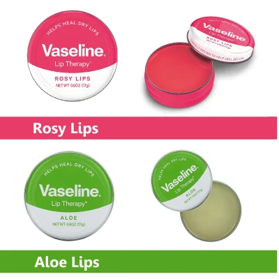 วาสลีน ลิป เทอราพี สีชมพู หรือ ว่านหางจระเข้ Vaseline Lip Therapy Lip Balm Tin, Rosy Lips / Alove Lips 17g